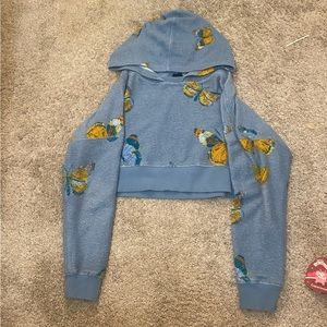 out from under (urban outfitters) cropped butterfly hoodie size medium